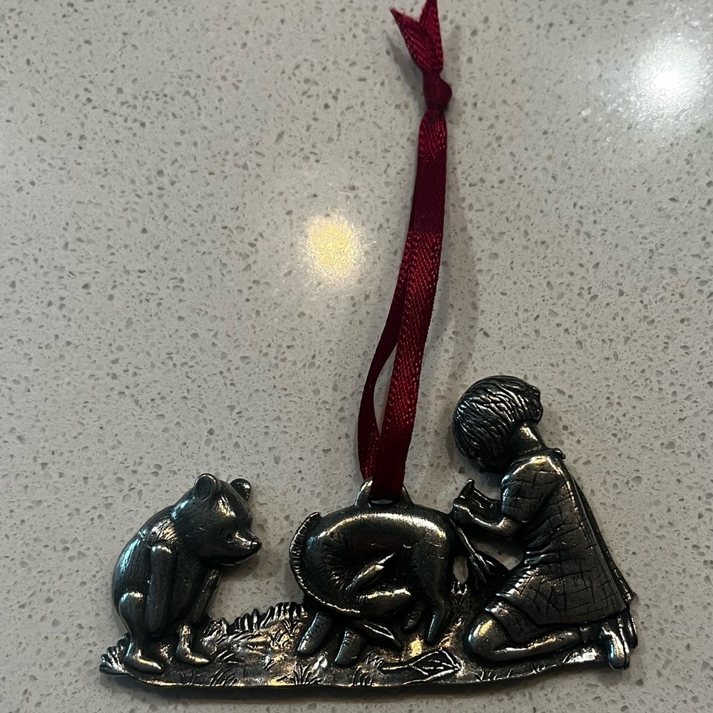 Vintage Pewter Danforth and Disney Winnie The Pooh Christmas Ornament